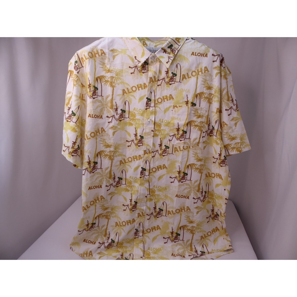 Savage Tacticians Slay & Vacay Yellow Hawaiian Aloha Skeleton Shirt 3XL